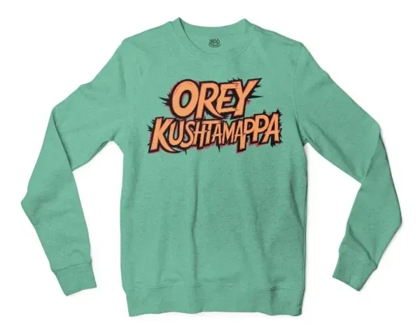 Ore Kushtamappa Men/Unisex Long Sleeve Sweatshirt in Heather Sport Dark Green Color