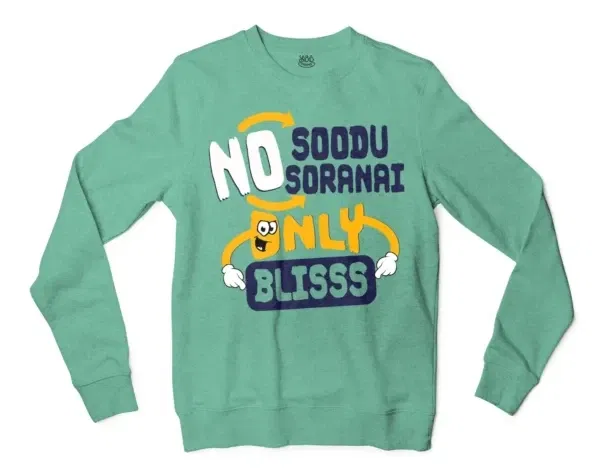 No Soodu No Soranai Only Blissssssss Men/Unisex Long Sleeve Sweatshirt in Heather Sport Dark Green Color