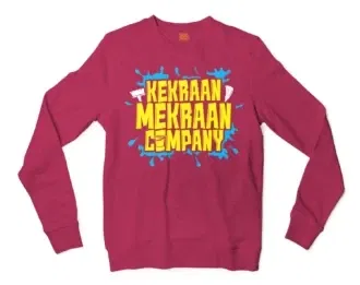 Kekraan Mekraan Company Men/Unisex Long Sleeve Sweatshirt in Heather Sport Dark Maroon Color