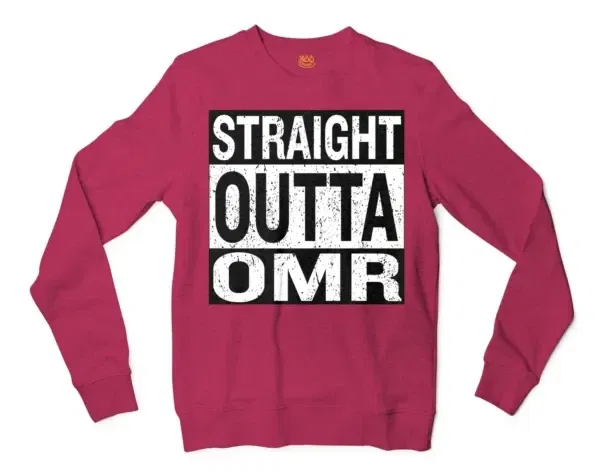 Straight Outta Omr Men/Unisex Long Sleeve Sweatshirt in Heather Sport Dark Maroon Color