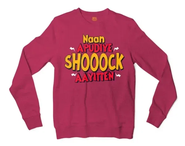 Naan Apudiye Shoooock Aayitten Men/Unisex Long Sleeve Sweatshirt in Heather Sport Dark Maroon Color