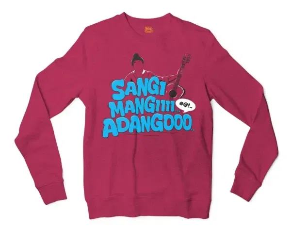 Sangi Mangiiiii….. Adangoooo Men/Unisex Long Sleeve Sweatshirt in Heather Sport Dark Maroon Color