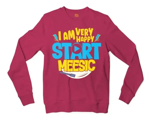 I Am Very Happy… Start Meesic Men/Unisex Long Sleeve Sweatshirt in Heather Sport Dark Maroon Color