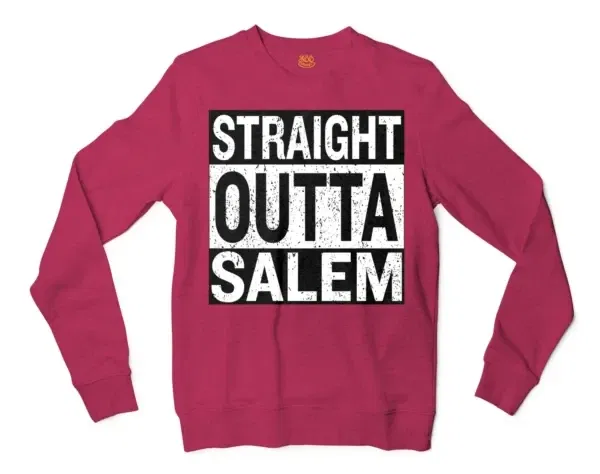 Straight Outta Salem Men/Unisex Long Sleeve Sweatshirt in Heather Sport Dark Maroon Color