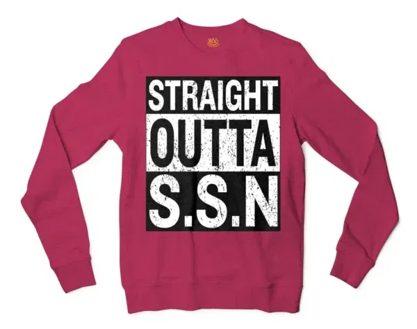 Straight Outta Ssn University Men/Unisex Long Sleeve Sweatshirt in Heather Sport Dark Maroon Color