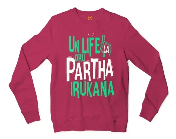 Un Life La Oru Partha Irukana Men/Unisex Long Sleeve Sweatshirt in Heather Sport Dark Maroon Color