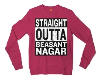 Straight Outta Beasant Nagar Men/Unisex Long Sleeve Sweatshirt in Heather Sport Dark Maroon Color