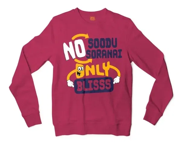 No Soodu No Soranai Only Blissssssss Men/Unisex Long Sleeve Sweatshirt in Heather Sport Dark Maroon Color