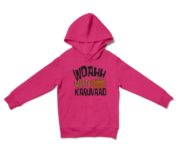 Woahh!! Watte Karuvaad Unisex Youth Hoodie in Heliconia Color