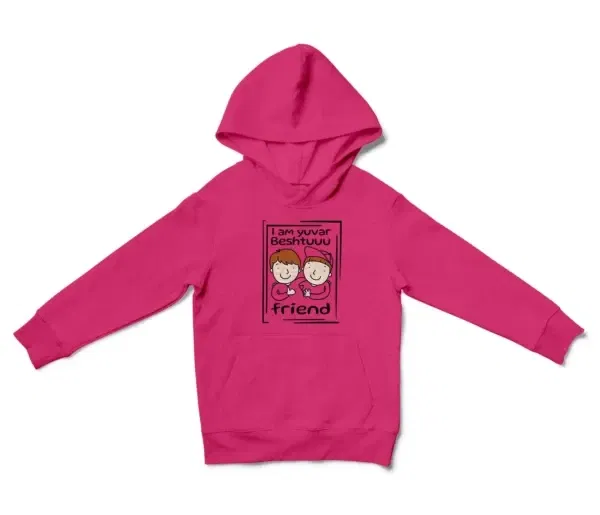 Iam Yuvar Best Friend Unisex Youth Hoodie in Heliconia Color