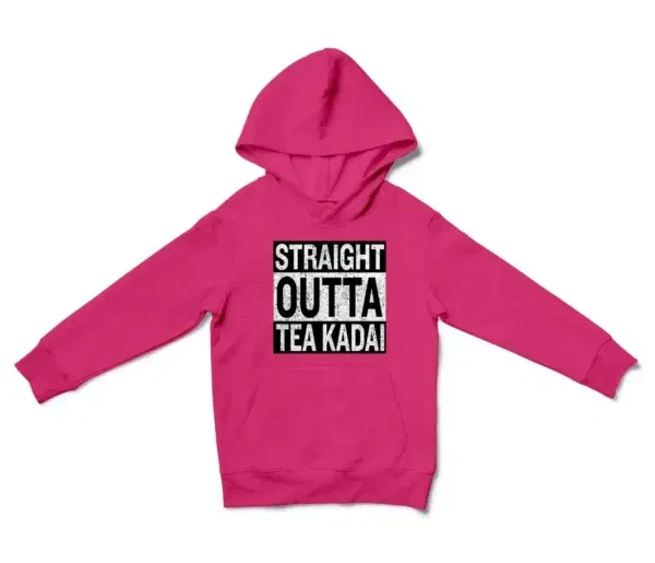 Straight Outta Tea Kadai Unisex Youth Hoodie in Heliconia Color