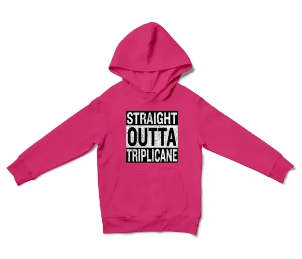 Straight Outta Triplicane Unisex Youth Hoodie in Heliconia Color