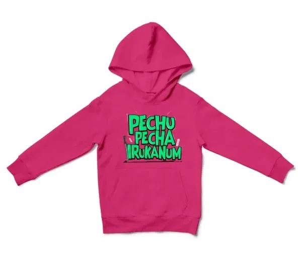 Pechu Pecha Irrukanum Unisex Youth Hoodie in Heliconia Color