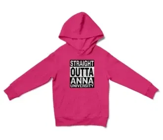 Straight Outta Anna University Unisex Youth Hoodie in Heliconia Color