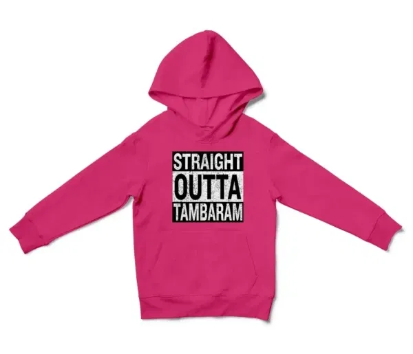 Straight Outta Tambaram Unisex Youth Hoodie in Heliconia Color