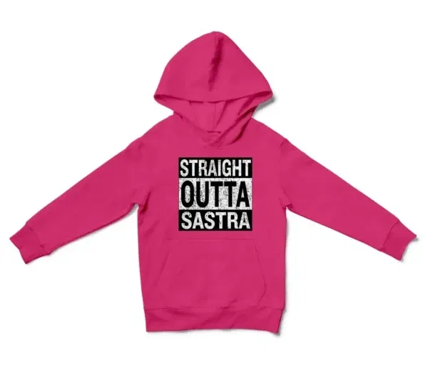 Straight Outta Sastra Unisex Youth Hoodie in Heliconia Color