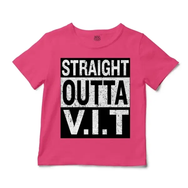 Straight Outta Vit Unisex Toddler T-Shirt in Hot Pink Color