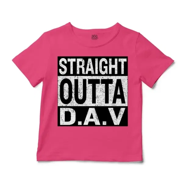 Straight Outta Dav Unisex Toddler T-Shirt in Hot Pink Color