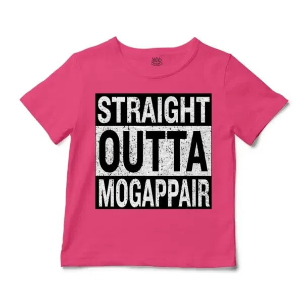 Straight Outta Mogappair Unisex Toddler T-Shirt in Hot Pink Color