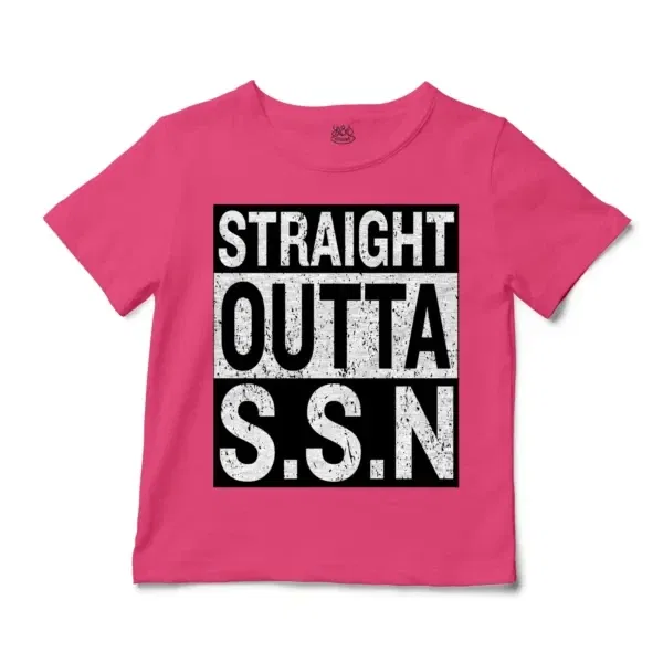 Straight Outta Ssn University Unisex Toddler T-Shirt in Hot Pink Color