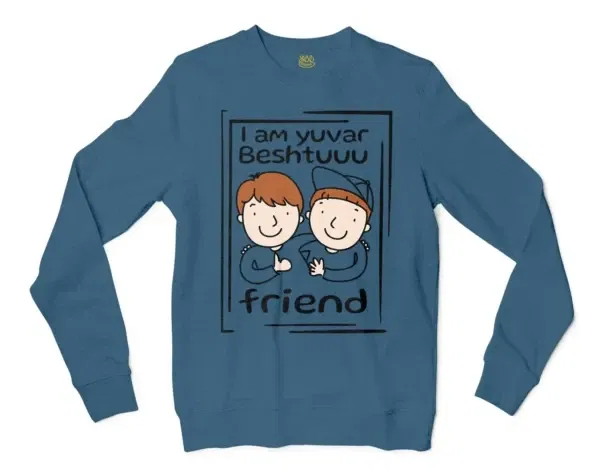 Iam Yuvar Best Friend Men/Unisex Long Sleeve T-Shirt in Indigo Blue Color