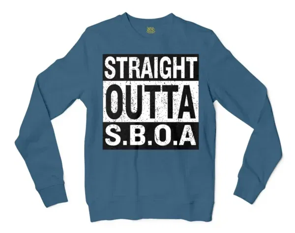 Straight Outta Sboa Men/Unisex Long Sleeve T-Shirt in Indigo Blue Color