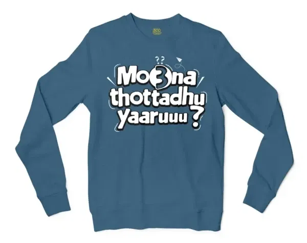 Moona Thotadhu Yaaru Men/Unisex Long Sleeve T-Shirt in Indigo Blue Color