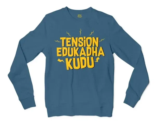 Tension Edukadha Kudu Men/Unisex Long Sleeve T-Shirt in Indigo Blue Color