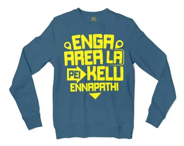 Enga Area La Pei Kelu Ennapathi Men/Unisex Long Sleeve T-Shirt in Indigo Blue Color