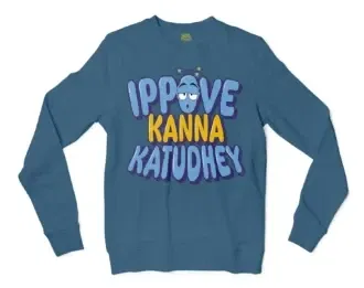 Ippove Kanna Katudhey Men/Unisex Long Sleeve T-Shirt in Indigo Blue Color