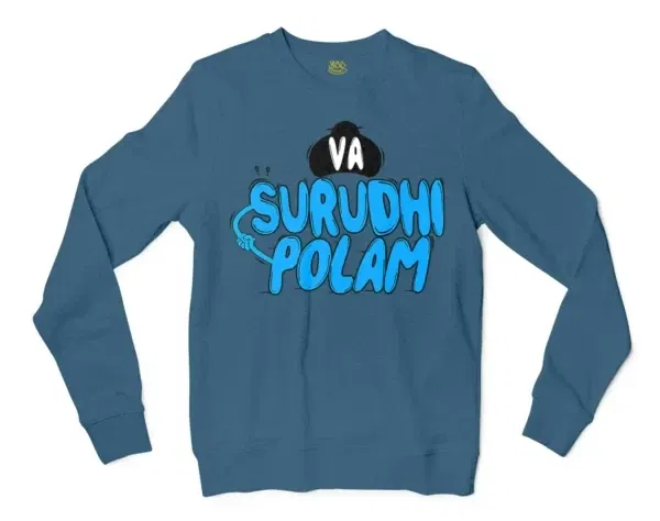 Va Surudhi Polam Men/Unisex Long Sleeve T-Shirt in Indigo Blue Color