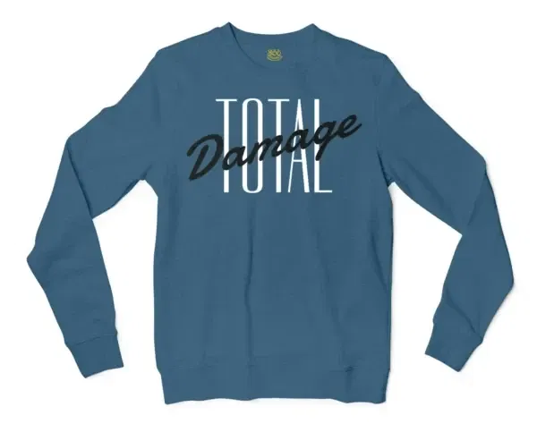 Total Damage Men/Unisex Long Sleeve T-Shirt in Indigo Blue Color