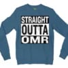 Straight Outta Omr Men/Unisex Long Sleeve T-Shirt in Indigo Blue Color