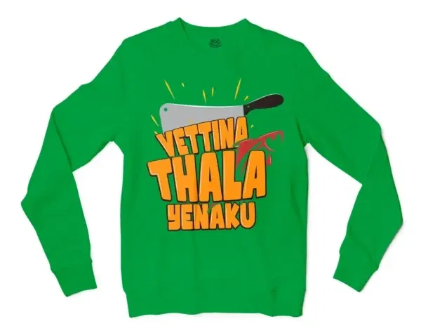 Vettina Thala Yenaku Men/Unisex Long Sleeve T-Shirt in Irish Green Color