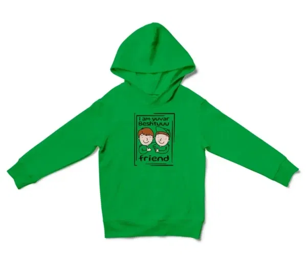 Iam Yuvar Best Friend Unisex Youth Hoodie in Irish Green Color