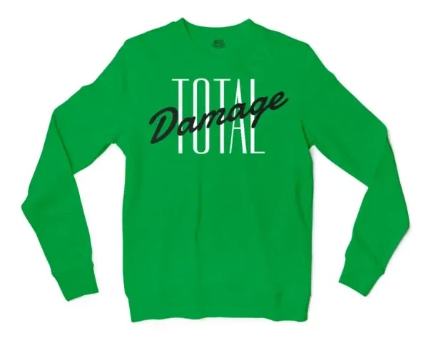 Total Damage Men/Unisex Long Sleeve Sweatshirt in Irish Green Color