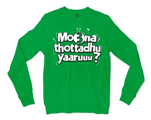 Moona Thotadhu Yaaru Men/Unisex Long Sleeve Sweatshirt in Irish Green Color