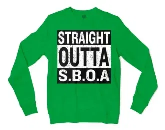 Straight Outta Sboa Men/Unisex Long Sleeve Sweatshirt in Irish Green Color