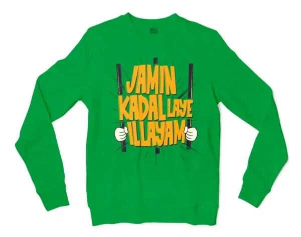 Jamin, Kadal Laye Illayam Men/Unisex Long Sleeve Sweatshirt in Irish Green Color