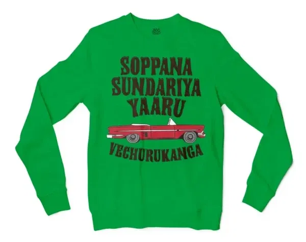 Soppana Sundariya Yaaru Vechurukanga Men/Unisex Long Sleeve T-Shirt in Irish Green Color