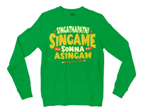 Singathapathi Singame Sunna Asingam Men/Unisex Long Sleeve T-Shirt in Irish Green Color