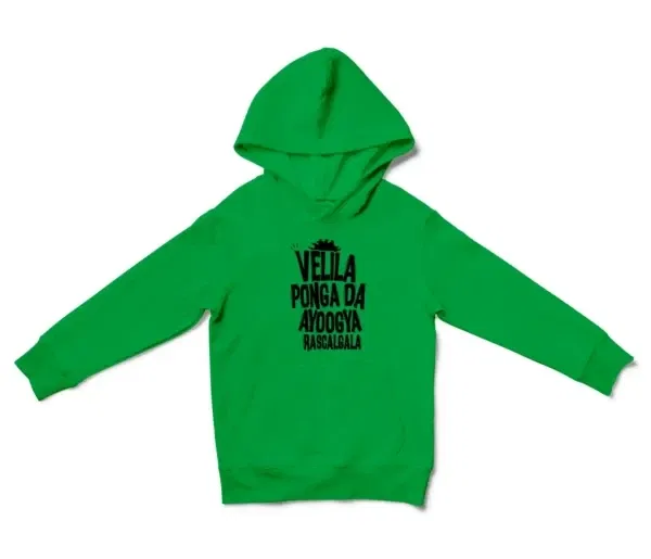 Velila Ponga Da Ayoogya Rascalgala Unisex Youth Hoodie in Irish Green Color