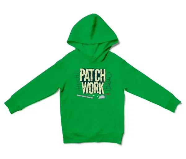 Patch Work Unisex Youth Hoodie in Irish Green Color