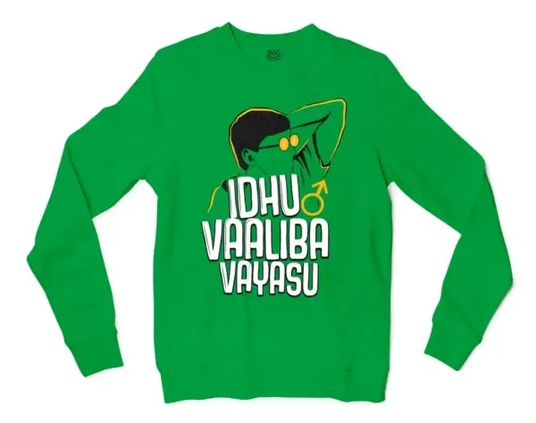 Idhu Vaaliba Vayasu Men/Unisex Long Sleeve T-Shirt in Irish Green Color