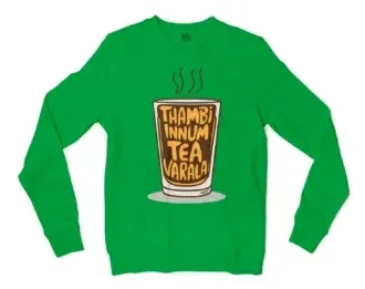 Thambi Innum Tea Varala Men/Unisex Long Sleeve Sweatshirt in Irish Green Color