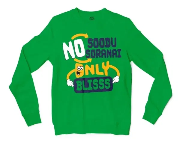 No Soodu No Soranai Only Blissssssss Men/Unisex Long Sleeve Sweatshirt in Irish Green Color