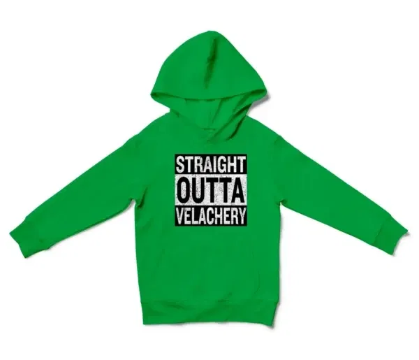 Straight Outta Velachery Unisex Youth Hoodie in Irish Green Color