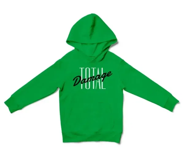 Total Damage Unisex Youth Hoodie in Irish Green Color