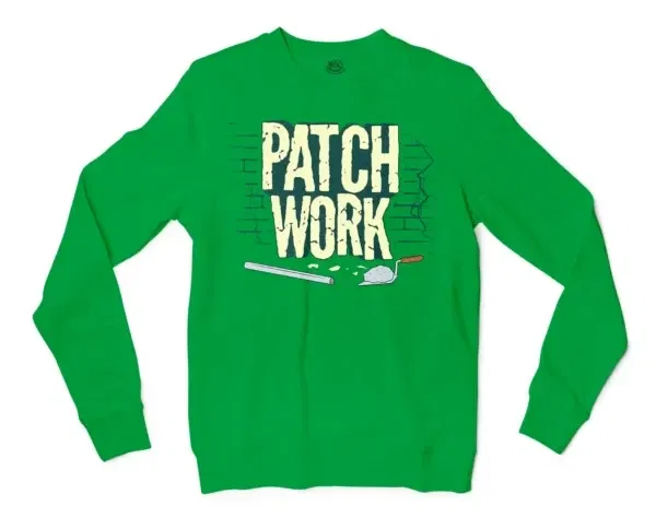 Patch Work Men/Unisex Long Sleeve T-Shirt in Irish Green Color