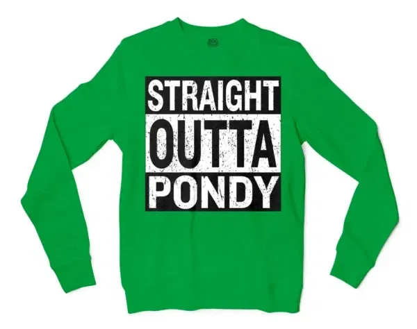 Straight Outta Pondy Men/Unisex Long Sleeve Sweatshirt in Irish Green Color